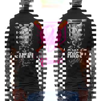 Strike Out Home Plate Baseball Ice Cream Drip Breast Cancer Men's T-shirt Back Print - Monsterry