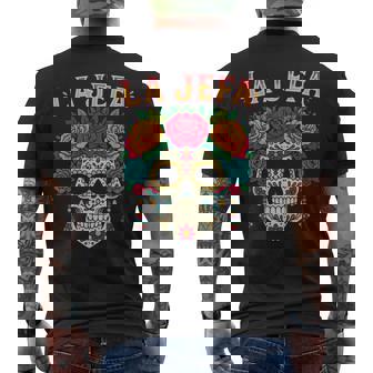 Sugar Skull La Jefa Women Dia De Los Muertos Mexican Men's T-shirt Back Print | Mazezy