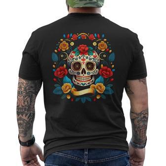 Sugarkull Dia De Los Muertos Fleurs Cinco De Mayo Mexicain T-shirt imprimé au dos - Cadeauxyz