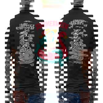Summerween Skeleton Vacation Men's Back Print T-Shirt | Mazezy