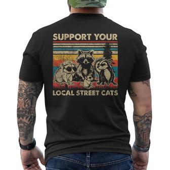 Support Local Street Cats Team Trash Opossum Raccoon Rat Men's T-shirt Back Print - Thegiftio UK