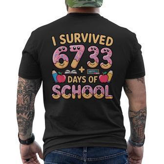 I Survived 67 33 Days Of School 100Th Day Math Donut Men's T-shirt Back Print - Thegiftio UK