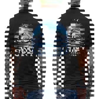 Sydney Australia New South Wales Opera House Bridge Souvenir Men's Back Print T-Shirt | Mazezy
