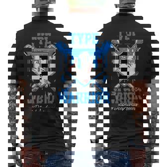 T1d Warrior Baseball Drip Diabetes Awareness Blue Ribbon Men's T-shirt Back Print | Mazezy