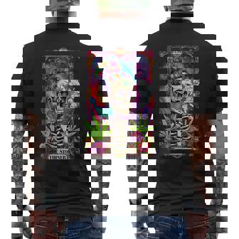 Tarot Card The Stoner 420 Cannabis Weed Skeleton Retro Style Men's T-shirt Back Print | Seseable CA