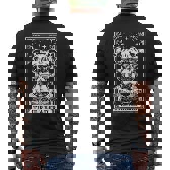 Tarot Card Vintage Pit Bull Pittie Dog Book Lover The Reader Men's T-shirt Back Print - Thegiftio