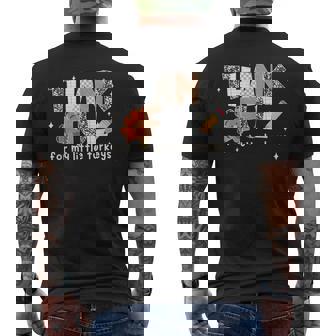 Teachers Thanksgiving Thankful For My Little Turkeys Men's T-shirt Back Print - Thegiftio