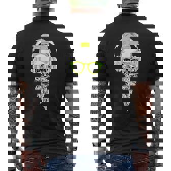 Tête De Mort Avec Barbe Hipster Chapeau Et Casque Musique T-shirt imprimé au dos - Cadeauxyz