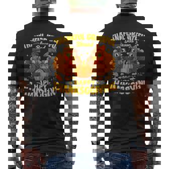 Thankful Grateful Blessed Happy Thanksgiving Turkey Couple Men's T-shirt Back Print | Mazezy