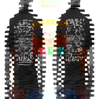 Thankful For My Pre-K Turkeys Thanksgiving Teacher Fall Men's Back Print T-Shirt | Mazezy