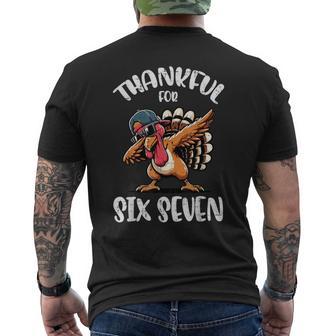 Thankful For Six Seven 6 7 Meme 67 Thanksgiving Turkey Boys Men's T-shirt Back Print - Thegiftio UK