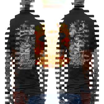 Thanksgiving Pilgrim Cat Lover Happy Purr-Giving Men's T-shirt Back Print - Thegiftio