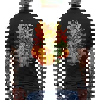 Thanksgiving Pumpkin Sunflower Fall Autumn Holiday Men's Back Print T-Shirt | Mazezy