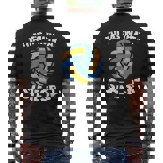 That's What She Set Beach Volleyball Men's Back Print T-Shirt | Mazezy