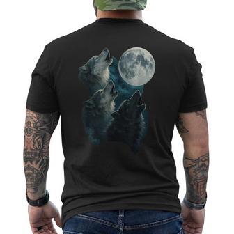 Three Wolves Howling At The Moon 3 Wolf Moon Men's T-shirt Back Print - Thegiftio