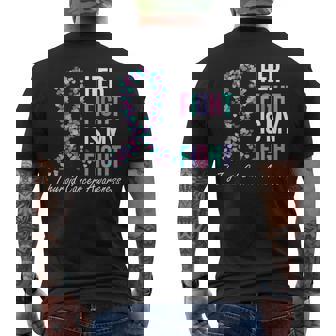 Thyroid Cancer Awareness Ribbon Her Fight Is My Fight Family Men's T-shirt Back Print - Thegiftio