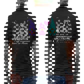 Thyroid Cancer Awareness Ribbon Gnomes Support Squad Family Men's T-shirt Back Print - Thegiftio