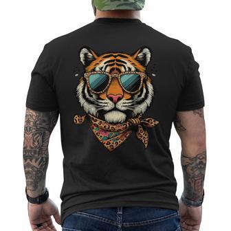 Tigre Con Bufanda De Leopardo Con Gafas Deol Camiseta Hombre Estampado Espalda - Regaloses