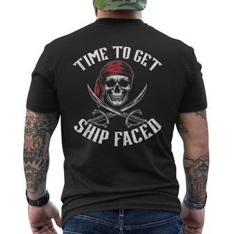 Time To Get Ship Faced Pirate Skull Buccaneer Freebooter Men's T-shirt Back Print - Thegiftio UK