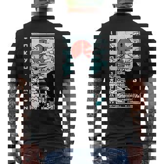 Tokyo Japan Cute Kawaii Japanese Temple Black Cat Men's T-shirt Back Print | Seseable CA