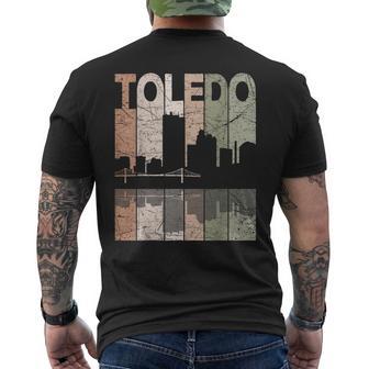 Toledo Vintage Toledo Ohio Retro Toledo Skyline Small Black Men's T-shirt Back Print - Thegiftio