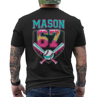 Trendy Mason 67 Mem Ice Cream Drip Baseball Birthday Costume Men's T-shirt Back Print - Thegiftio UK