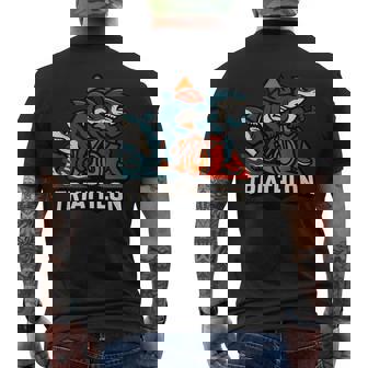 Triatlón Tiburón Triatleta Gracioso Camiseta Hombre Estampado Espalda - Regaloses