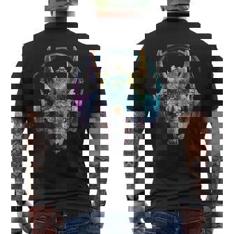 Triceratops Dinosaur Graphic Headphone Triceratops Men's T-shirt Back Print | Mazezy