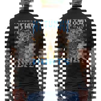 My Tummy Hurts Cat Meme Bootleg Graphic Men's T-shirt Back Print - Monsterry