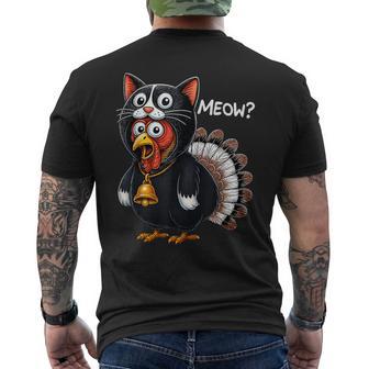 Turkey Meow Thanksgiving Men's T-shirt Back Print - Thegiftio UK