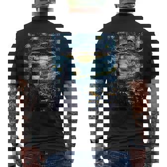 Ufo Aliens Flying Saucer Van Gogh Style Starry Night Men's T-shirt Back Print | Mazezy