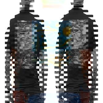 Ufo Aliens Flying Saucer Van Gogh Style Starry Night Men's T-shirt Back Print | Mazezy