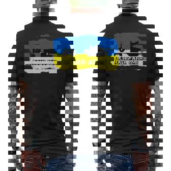 Ukrainische Bauernhof Ukraine Flagge Traktor Mit Panzer T-Shirt mit Rückendruck - Seseable