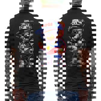 Unapologetically Pogi フィリピン国旗テディベア メンズTシャツ バックプリント - Kawaiitshirt