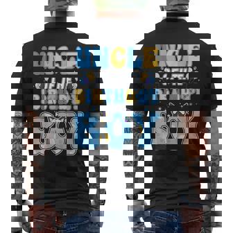 Uncle Of The Birthday Boy Family Blue Dog Fun Birthday Party Men's T-shirt Back Print - Monsterry