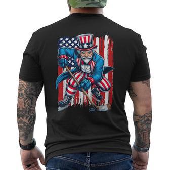 Uncle Sam Hockey Player 4Th Of July American Flag Men's T-shirt Back Print - Thegiftio UK