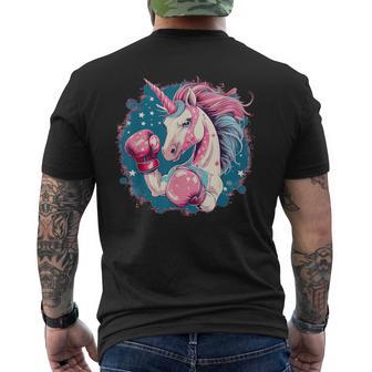 Unicornio Rosa Divertido Con Guantes De Boxeo Camiseta Hombre Estampado Espalda - Regaloses