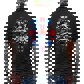 Union Jack Flag Lion Face Union Jack Men's T-shirt Back Print - Monsterry