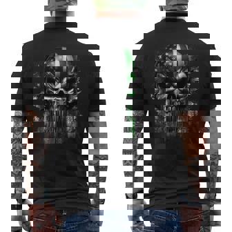 Usa American Skull Patriotic Line Flag Grunge Graphic Men's T-shirt Back Print | Mazezy