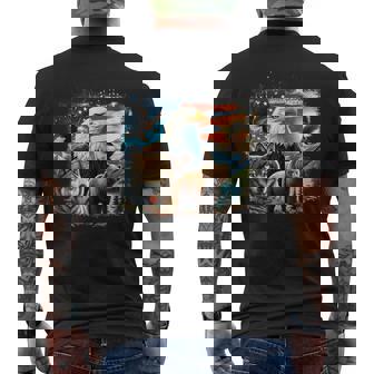 Usa Animals Bald Eagles Grizzly Bear Wolf Wilderness Nature Men's T-shirt Back Print - Thegiftio