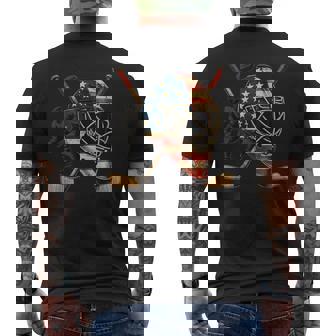 Usa Goalie Helmet Ice Hockey 4Th Of July Sportswear Men's T-shirt Back Print - Monsterry