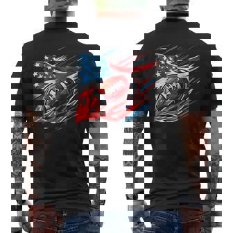 USA Patriotic Men Boys American Flag 4th Of July Football Men's Back Print T-Shirt | Mazezy
