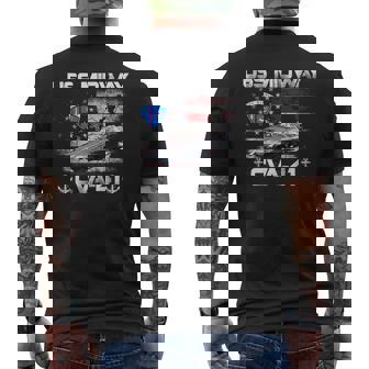 USS Midway CVA-41 Aircraft Carrier Flag Veterans Day Patriot Men's Back Print T-Shirt | Mazezy