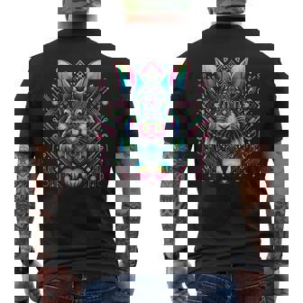 Vaporwave Bunny Rabbit Cyberpunk Art 80s 90s Retro Style Men's Back Print T-Shirt | Mazezy