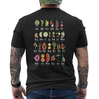 Vegetable Garden Alphabet Gardener Gardening Veggie Lover Men's T-shirt Back Print - Thegiftio UK