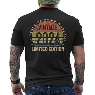 Vintage 2024 Limited Edition 2-Year-Old 2Nd Birthday Men's T-shirt Back Print - Thegiftio UK