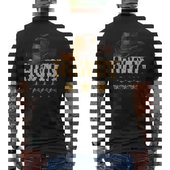 Vintage Cowboy Cowgirl Rodeo Hat Western Country Howdy Men's T-shirt Back Print - Seseable