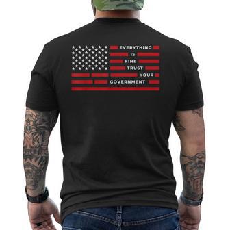 Vintage Everything Is Fine Trust Your Government Meme Men's T-shirt Back Print - Thegiftio UK