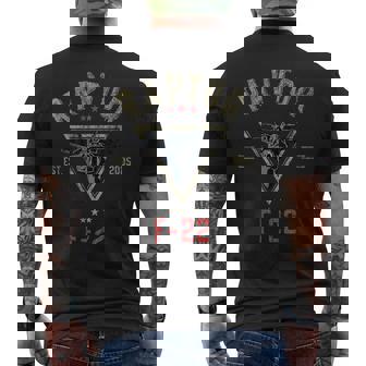 Vintage F-22 Raptor Fighter Jet Aircraft Veteran Men's Back Print T-Shirt | Mazezy