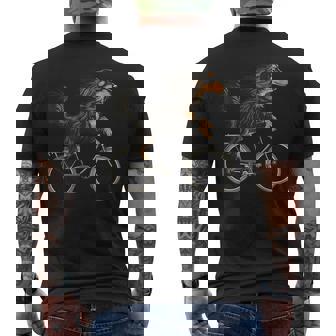 Vintage Long Haired Dachshund Riding A Bike Cycling Bicycle Men's T-shirt Back Print | Mazezy